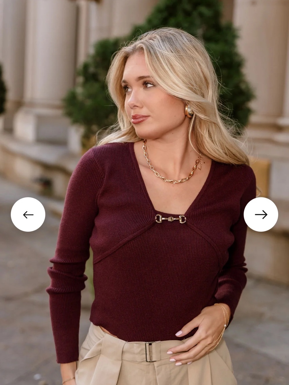 BURGUNDY & GOLD CHAIN SWEATER